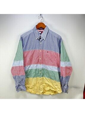 Vintage 90s Tommy Hilfiger Striped Button Up Shirt L